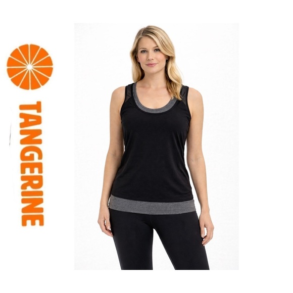 Tangerine Tops - Tangerine double layered tank top black/…